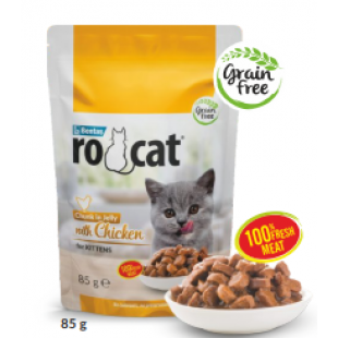 ROCAT POUCH TAVUKLU YAVRU KEDİ 85G JÖLELİ YAŞ MAMA